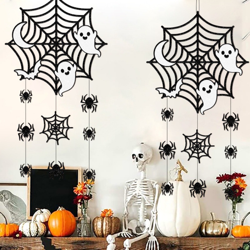 Nuevo cross-border decoración de Halloween puerta colgante fantasma de tela de araña colgante decoración de fondo de Halloween colgante