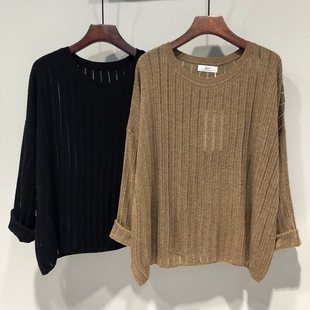 Plus Size 150kg Spring Korean Solid Color Loose Slimming Drapey Lazy Knit Top for Women