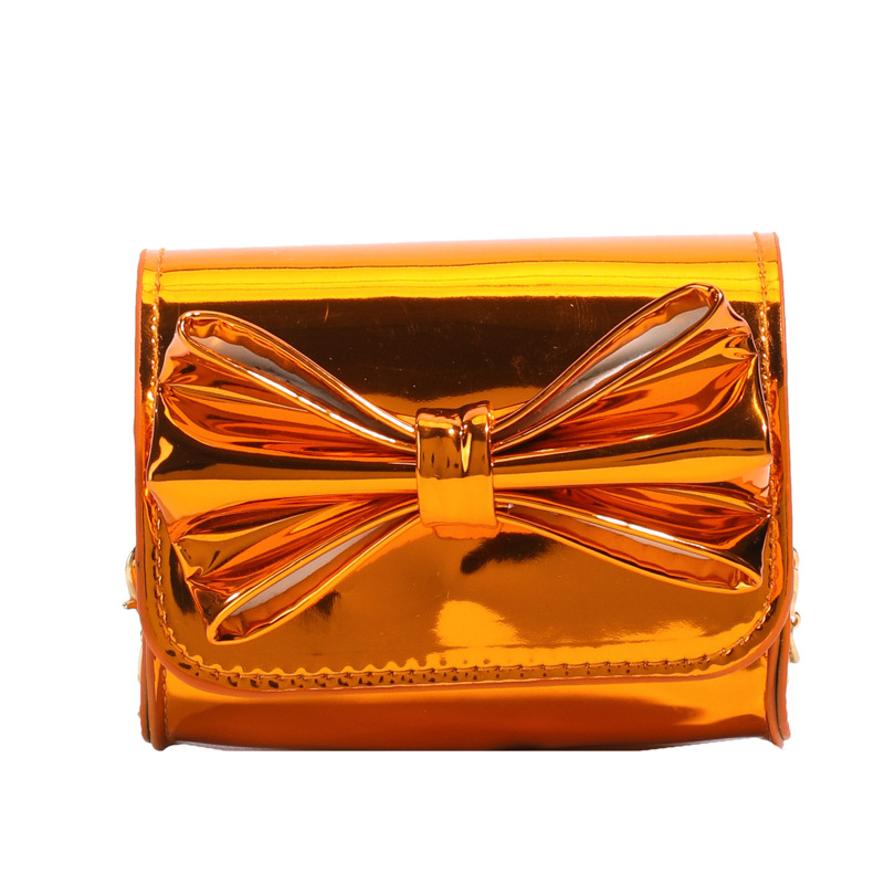 Hermosa bolsa de hombro para niñas con arco de arco, mini bolso de esmalte de espejo para padres e hijos, nuevo bolso para niños