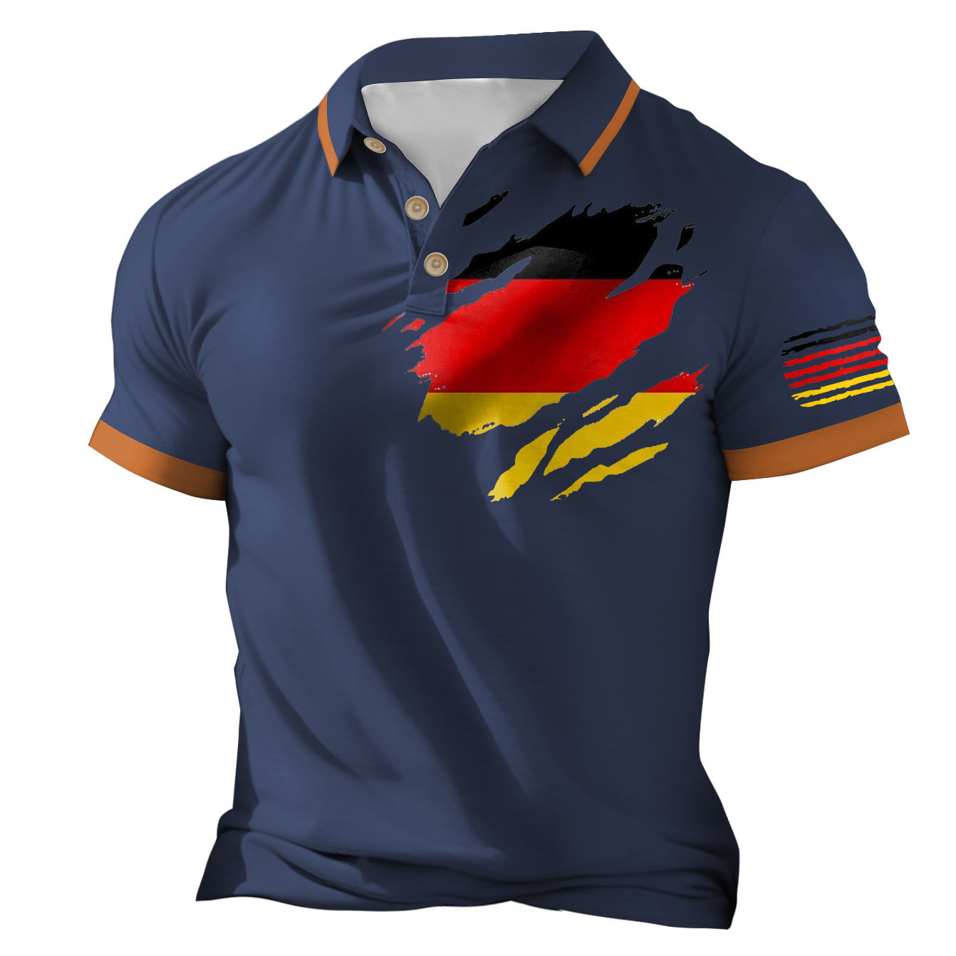 Nueva camisa de golf europea y americana transfronteriza camisa de polo con estampado de letras de manga corta color sólido gráfico 3d camisa POLO de tres botones