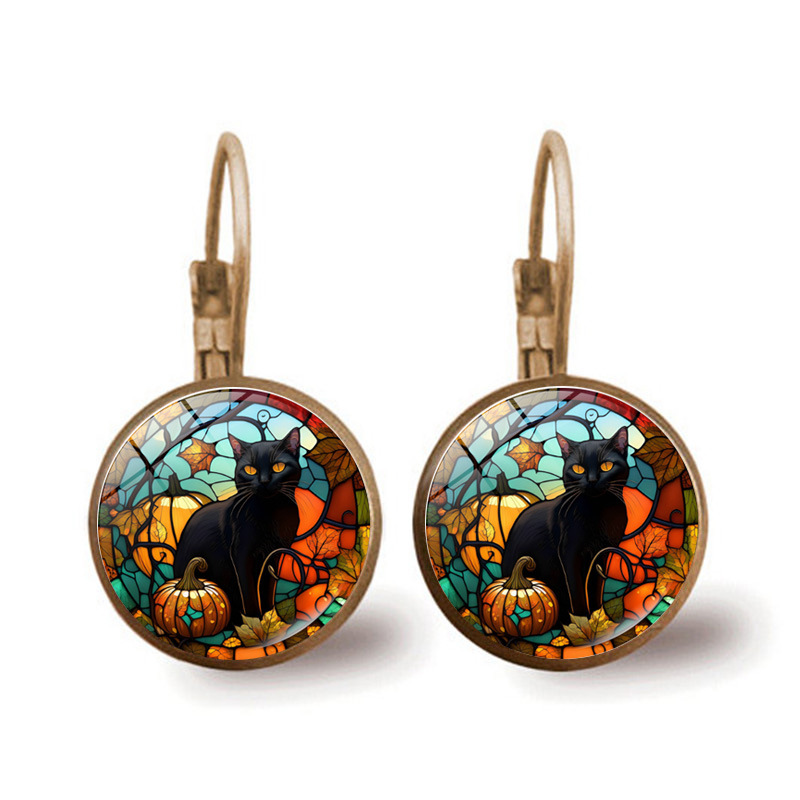 Orecchini a forma di zucca per donna, semplici e versatili, orecchini a forma di castello fantasma di Halloween, accessori per le orecchie_voghion.com