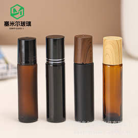 5ml精油滚珠瓶木纹盖香水走珠瓶茶色避光精油瓶香水分装空瓶现货