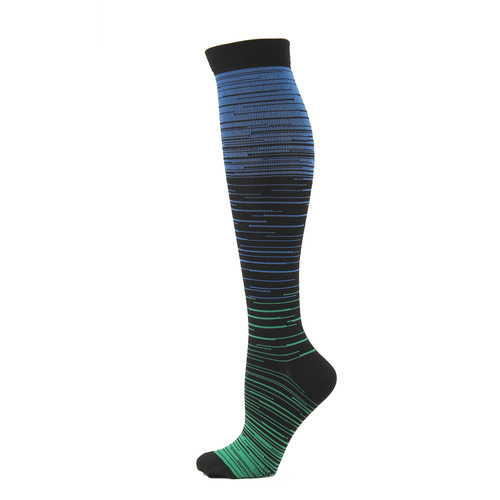 New Multicolor Gradient Striped Compression Socks Calf Socks Nylon Sports Socks Foreign Trade Cross-border Sports Pressure Socks