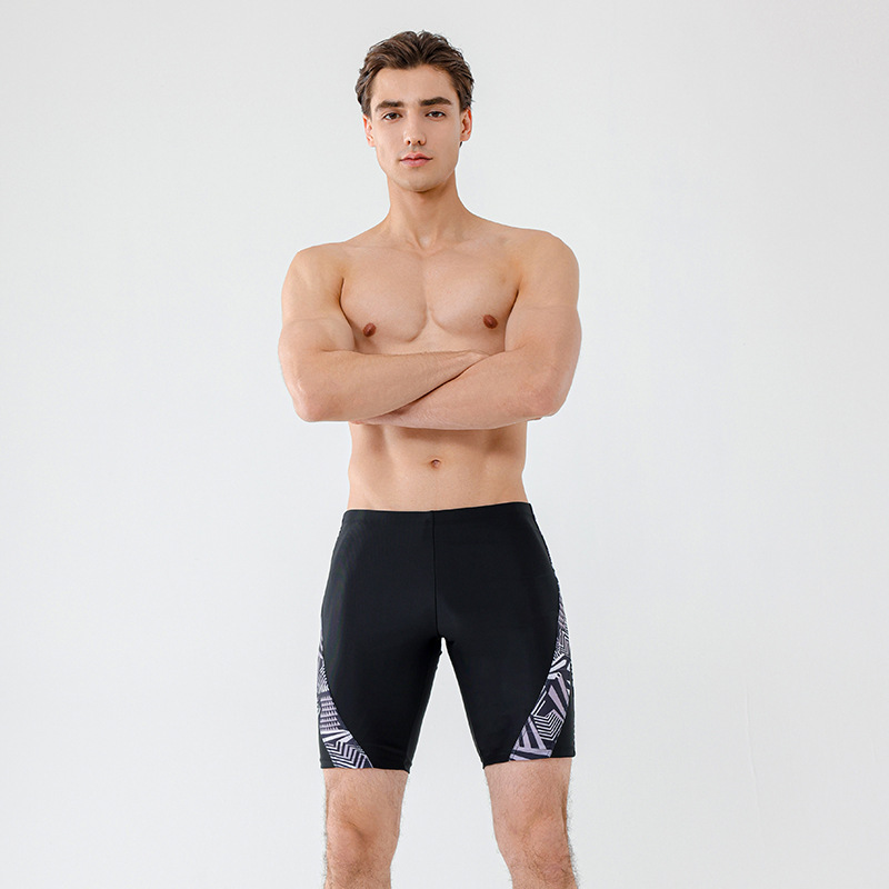 Men's swim trunks direct sale quick-drying anti-embarrassment professional flat-bottom five-quarter wholesale plus-size swimwear equipment
