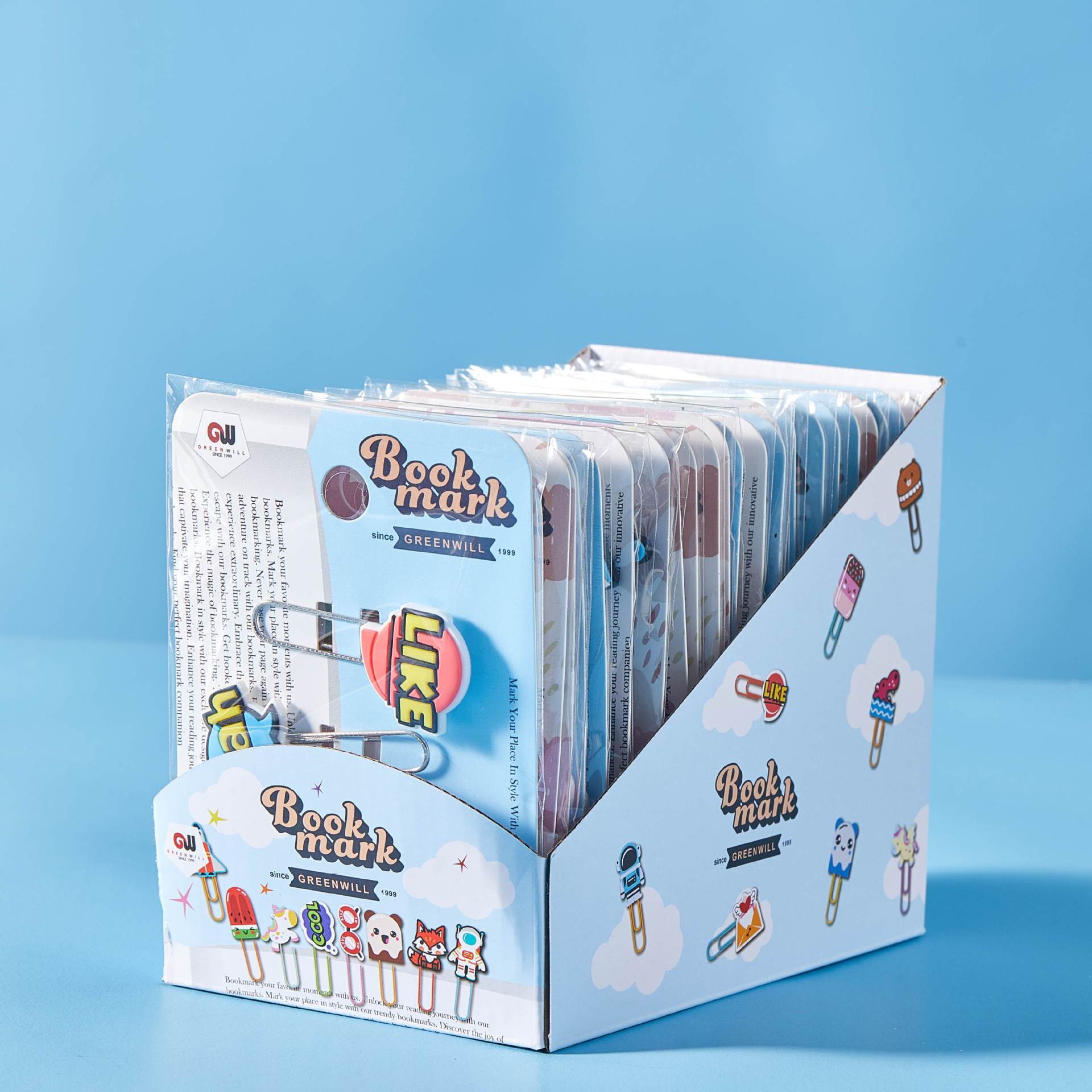 Caricaturas palabras inglesas PVC pegamento blando clips de papel de prueba de estudiantes clips de marcadores clips de oficina clip de metal