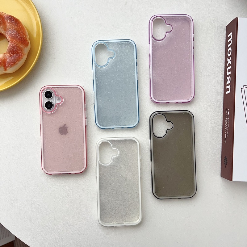 シンプルでApple 16Proに適した透明なグリッターiPhone15Promax用スマホケース、フルカバー13/14用スマホケース|undefined