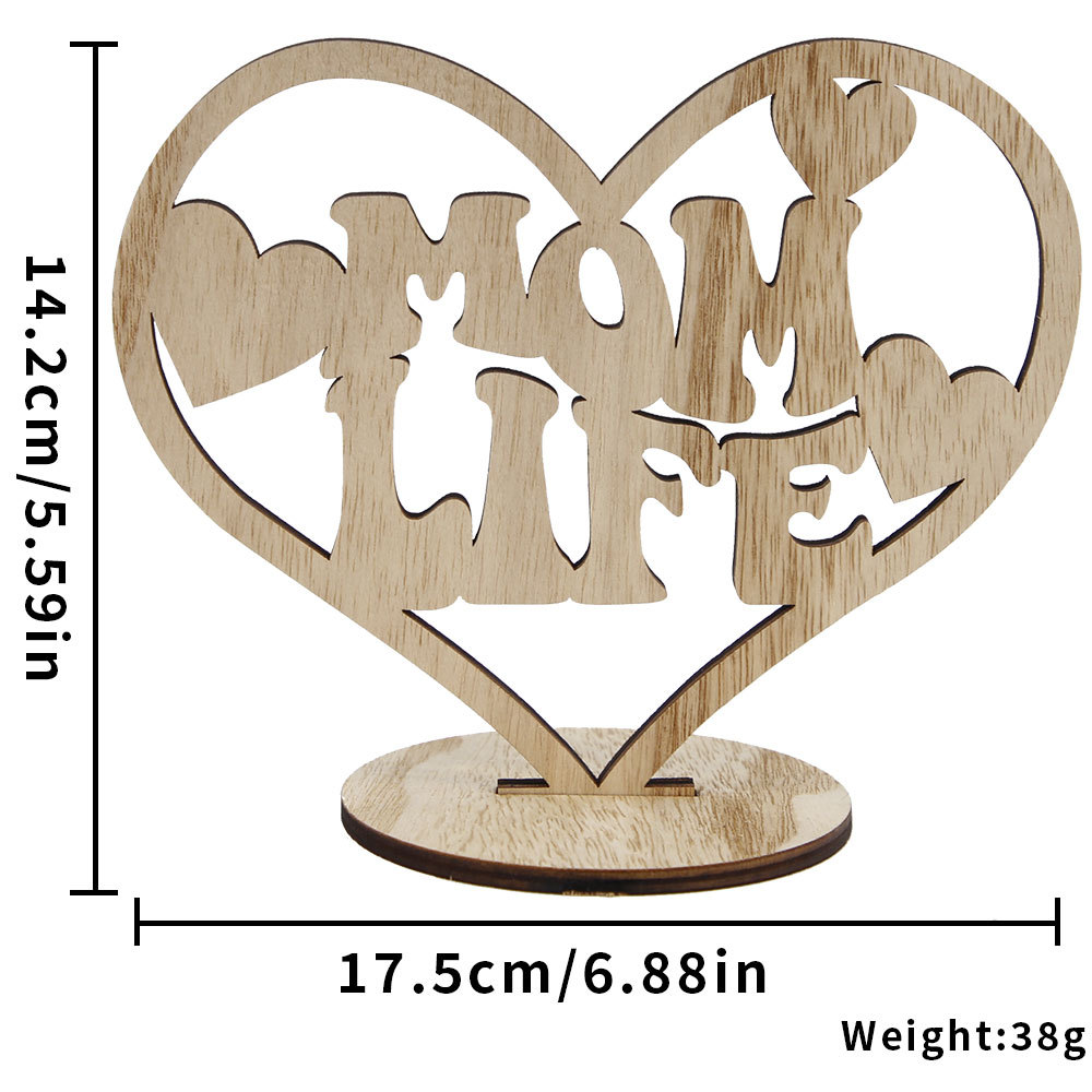 Nuevo Día de la Madre artesanía de madera hueco amor letras adornos del Día del Padre decoración de escritorio para el hogar