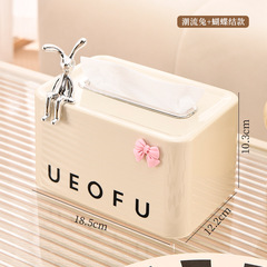 Living room plastic tissue box desktop storage box silver-plated rabbit storage box modern simple light luxury tissue paper box