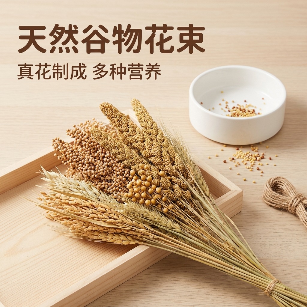 仓鼠粮谷物宠物垫料黍子小麦燕麦宠物粮黄谷穗宠物小窝装饰仓鼠粮
