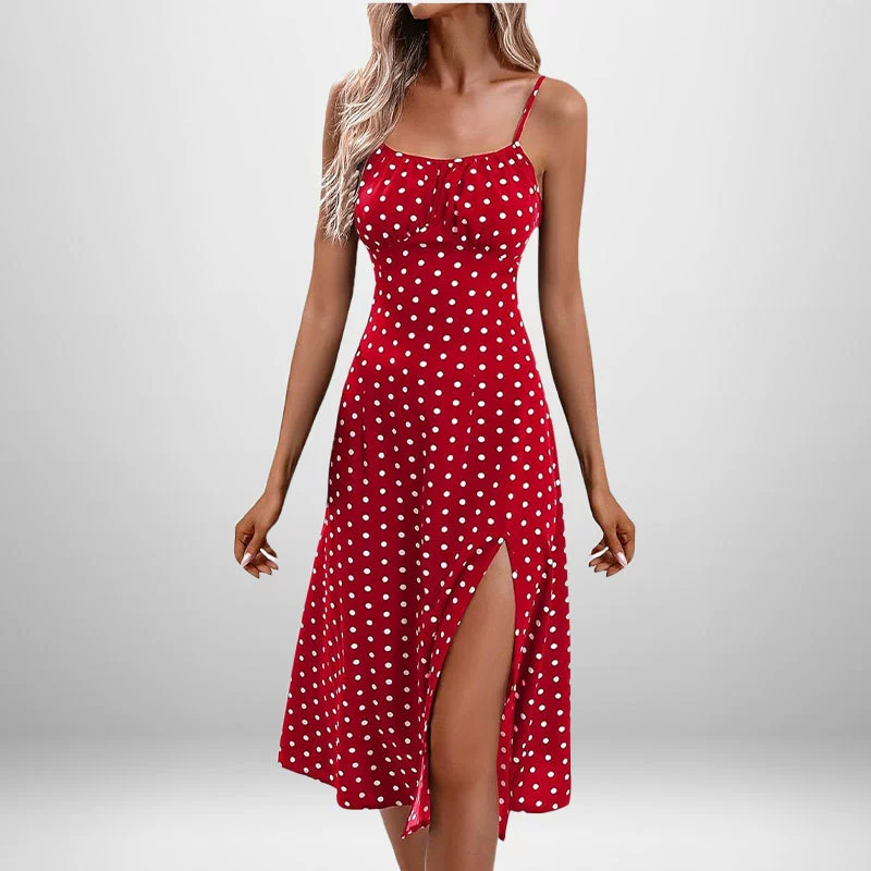 Spring Sexy Fashion Dress, European-American Style, Spaghetti Strap with Side Slit