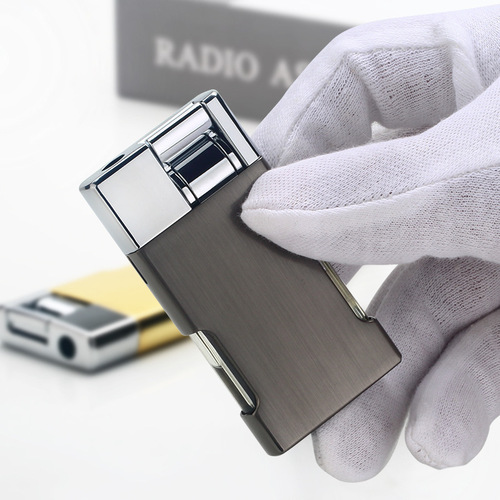 HB033-1 Lever Ignition Direct Thrust Transparent Window Inflatable Lighter Ad LOGO Laser Made Lighter