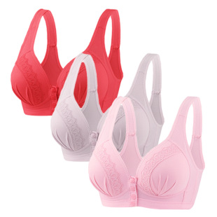 3-piece cross-border bra wireless middle-aged and elderly thin front buckle vest bra for the elderly plus size underwear for women