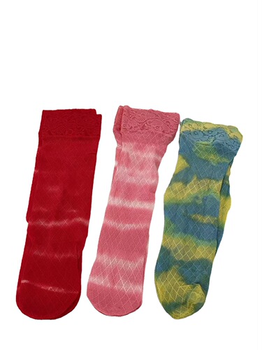 ins trend Japanese designer plaid tie-dye gradient color personalized calf socks lace edge pile socks