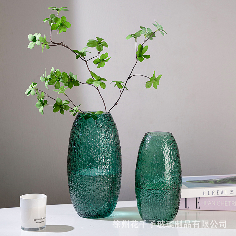 Wholesale Creative Stained Glass Vase Corrugated Simple Large Flower Arrangement Small Fresh Table Living Room Home Decoration Bottle