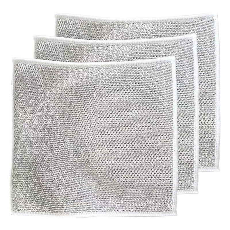 Alambre de acero paño plato reemplazar bola de acero paño de limpieza del hogar malla antiadherente aceite trapo cocina plato olla de lavado