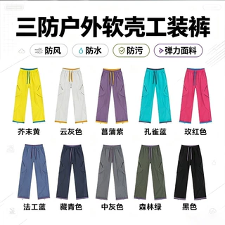 多巴胺软壳工装裤秋季防风防水户外机能伞兵裤女宽松直筒休闲长裤