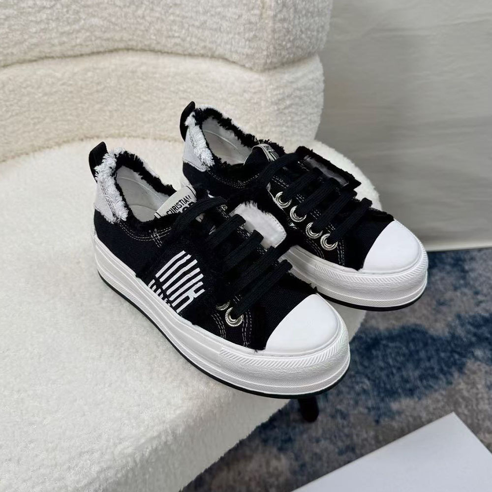 Women's 2025 New D Brand Embroidered Canvas Shoes Thick Sole Height Increasing Casual Sneakers Fashion Letter_voghion.com