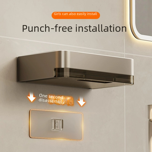 Soap Box Wall-Mounted Bathroom No-Hole Double Soap Drain Shelf Household Bathroom Wall Soap Rack