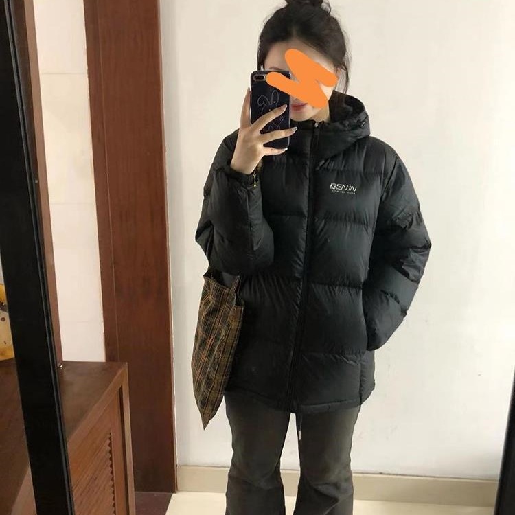 黑色韩版新款秋冬季显瘦外套宽松学生连帽2025面包白鸭绒羽绒服女
