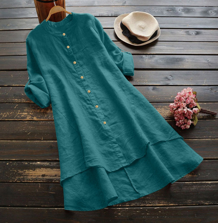 212g Weight Long Sleeve Sleeve Length Single Breasted Placket Type Wholesale Women'S Casual Solid Color Long Sleeve Front Button Blouses