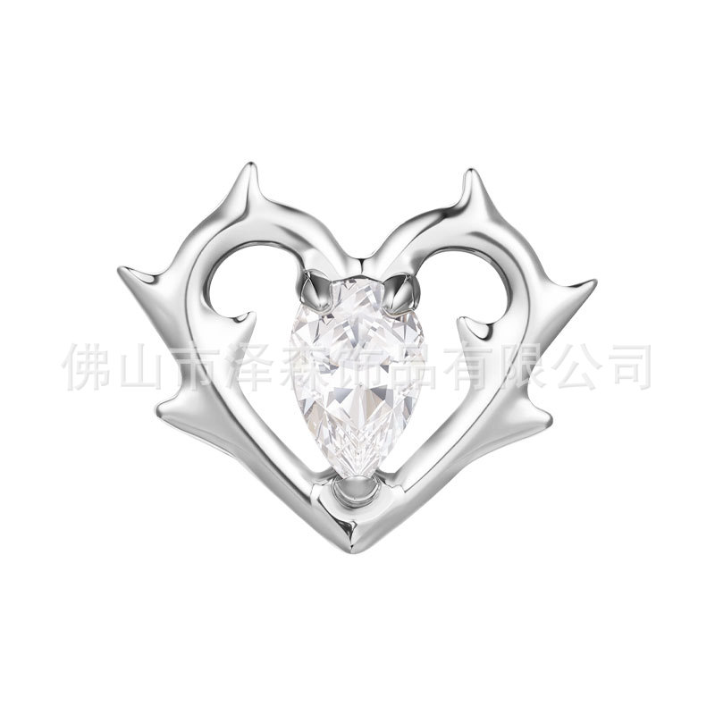 F136 Titanium Alloy Thorn Heart Earrings - G23 Titanium Zircon Lip and Tongue Studs Body Piercing Jewelry detail image 8