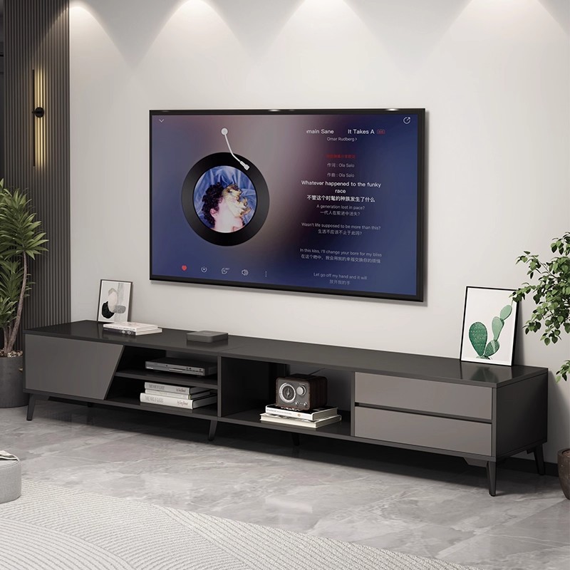 Gabinete de televisión sala de estar doméstica pequeña casa 2026 nuevo modelo de almacenamiento simple moderno almacenamiento integrado gabinete de televisión de piso