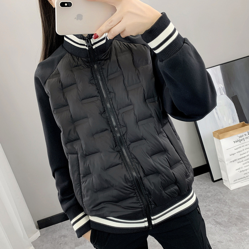Outdoor down Jacket for Women, White Duck Down, Lightweight Elastic Splicing Sleeves, 90 down Top, Autumn and Winter Warm Slim Fit Stand Collar Jacket