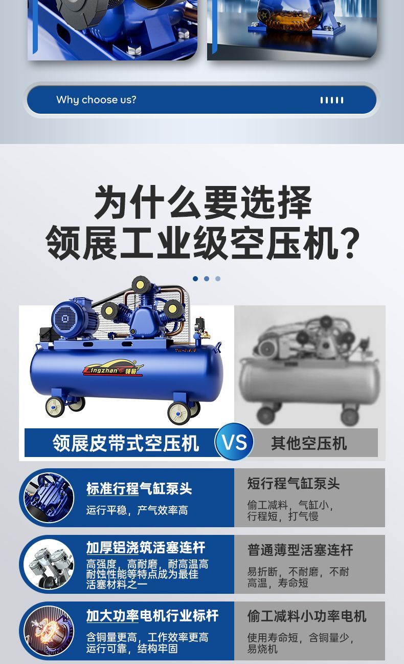 Industrial Grade Air Compressor Large 380V High Pressure Air Pump 220V Small Air Compressor Auto Repair Spray Paint Air Pump