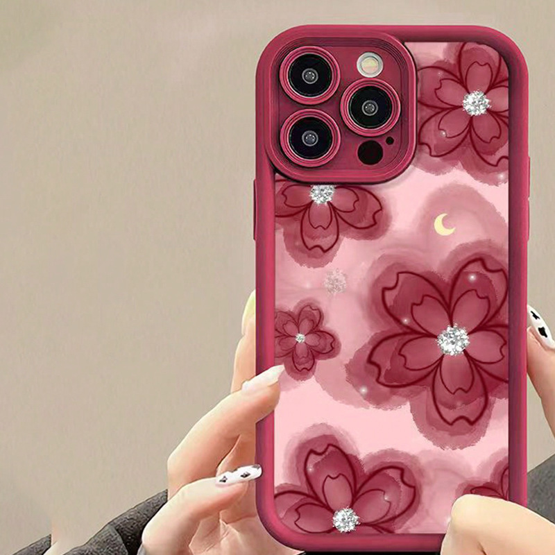 Beautiful Ink Painting Flower Suitable for Apple 13 Phone Case 14Promax Silicone Iphone15Pro Protective Case 16/17