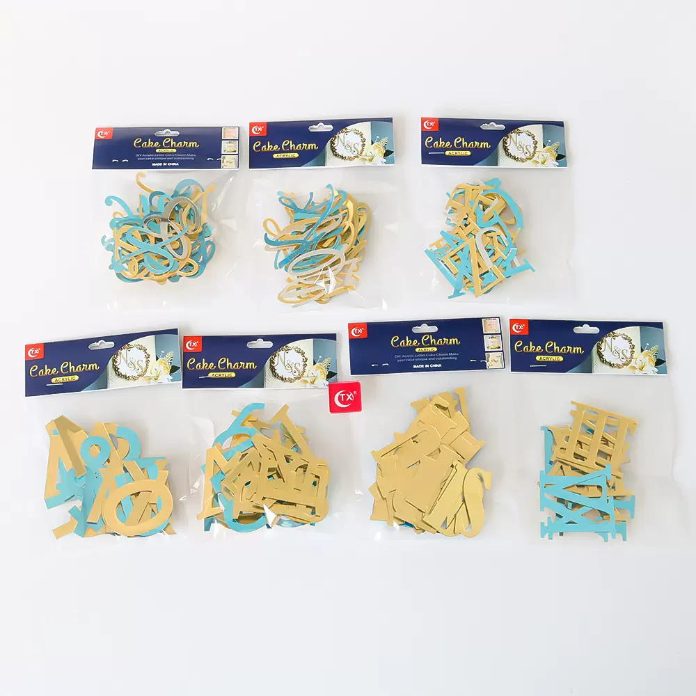 TX跨境亚克力侧边插 数字26个英语字母自由组合字母套装蛋糕插