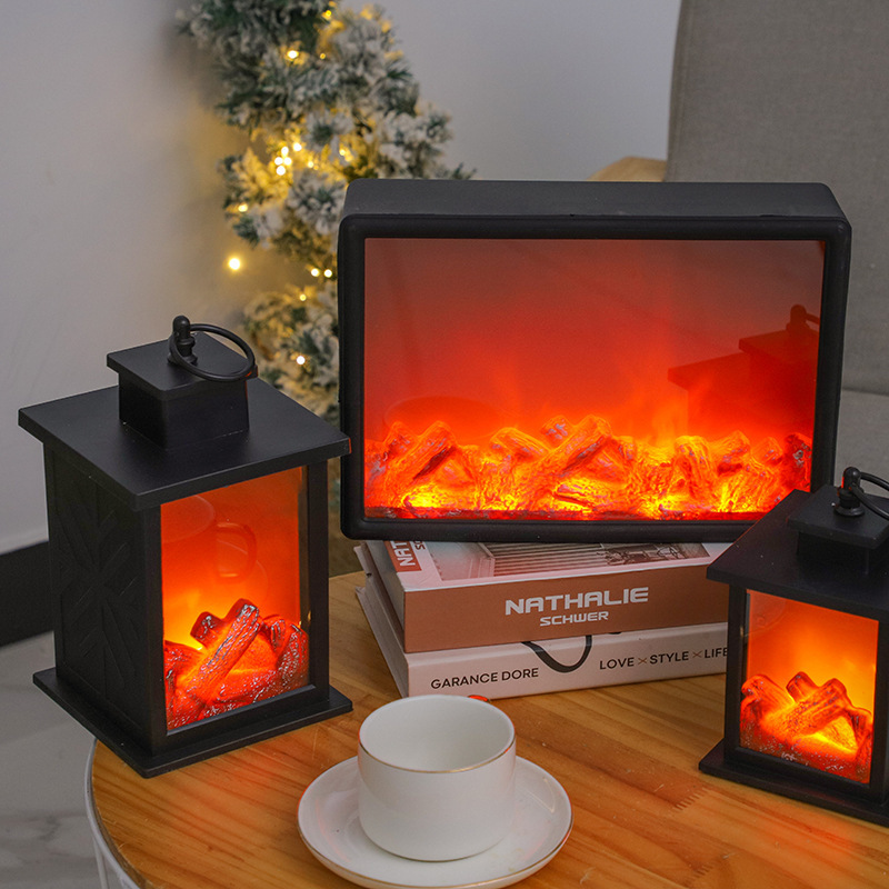 LED simulation flame light box festive atmosphere decorative fireplace night light Nordic creative ornaments modeling lamp