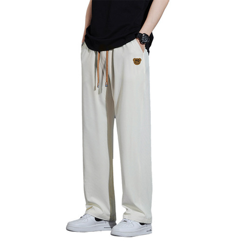 Cool Sensation Casual Pants Ice Silk Men's Summer Thin Quick-Dry Straight Leg Men's Pants Loose Wide Leg Summer Sports Pants