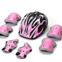 批发儿童护具防摔全套夏季儿童自行车头盔帽骑行护具全套渐变色