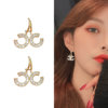 Silver needle, design earrings from pearl, silver 925 sample, Korean style, flowered, simple and elegant design, trend of season