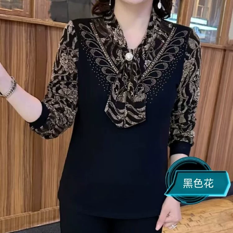 2025 весна и осень мама мода минус возраст вязаные рубашки весна и осень новая средняя и пожилая женщина осенний темперамент топ модный