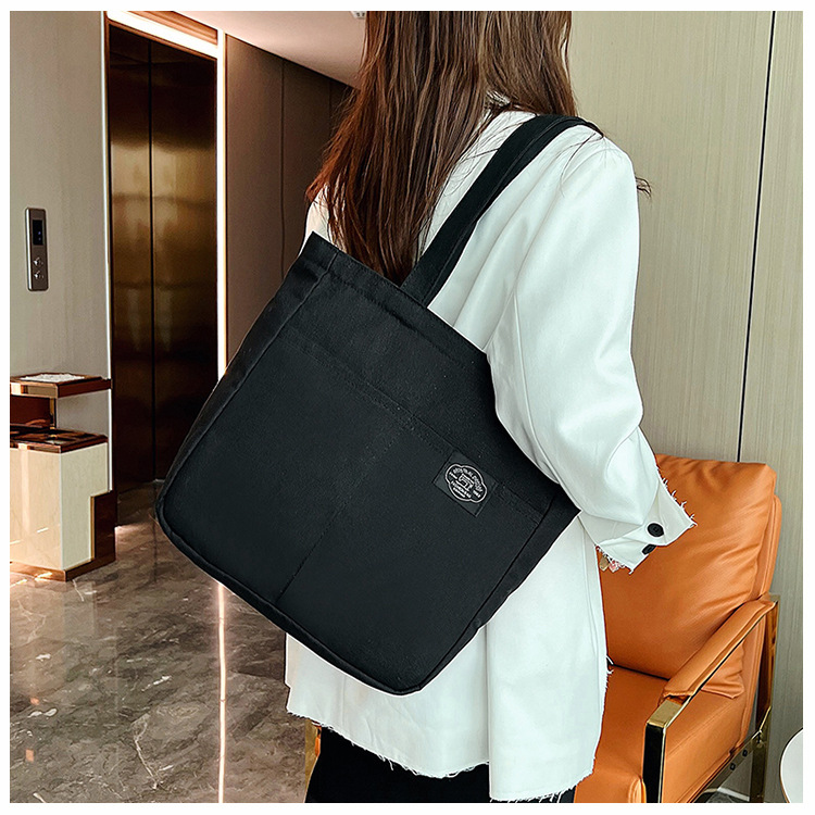 Title 12, Borsa a mano in tela stile preppy da donna, tin...