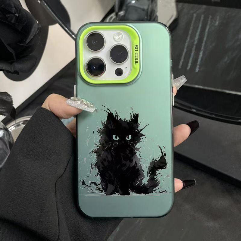 Color plata concha-verde-tinta gato negro adj