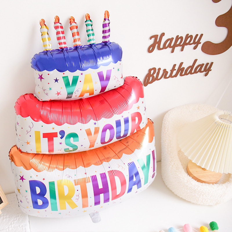 Birthday Cartoon Style Cute Exaggerated Cake Aluminum Film Indoor Outdoor Party Balloons display picture 1