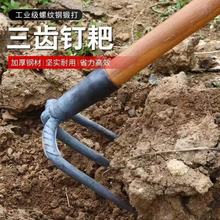 锻打三齿耙刨翻地两齿四齿耙子搂地松土三农用工具大全手工锻打