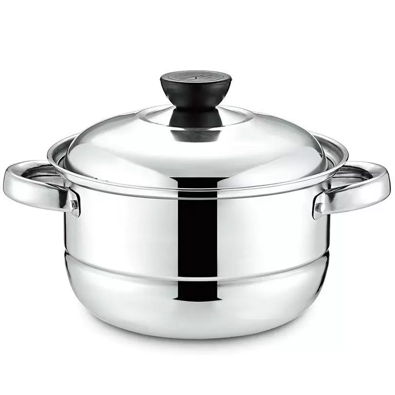 管柄汤锅不锈钢蒸锅双层家用汤锅炖锅火锅蒸馒头蒸笼电磁炉煤气锅