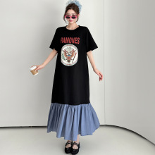 61095#ʵ���¿� �ļ�ײɫƴ��T������ȹŮ������mm�����ڶ�ȹ��