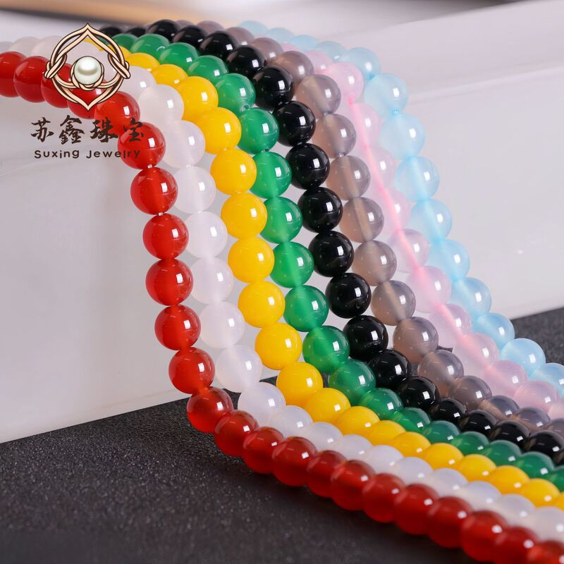 7A Grade Natural Red Agate Loose Beads Yellow Agate White Agate Black Agate Round Beads Handmade DIY Jewelry Accessories Wholesale