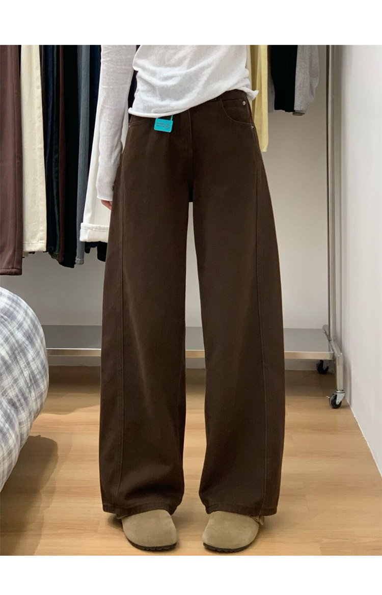 Women's Clothing Brown Maillard High-Waisted Wide Leg Jeans Curved Slimming Straight Leg Pants Loose Fit For Women Spring_ecoleips.com