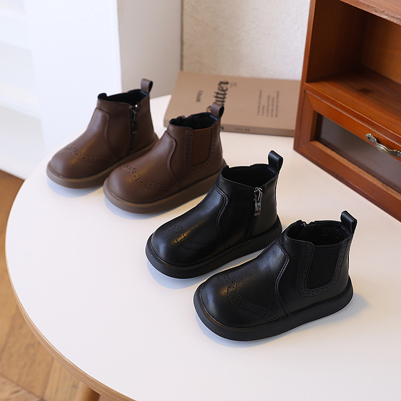 Girls' Middle Barrel Martins Boots 2025 Spring and Autumn New Arrival Baby Girls Short Boots Toddler Shoes Soft Sole Children's Leather Boots