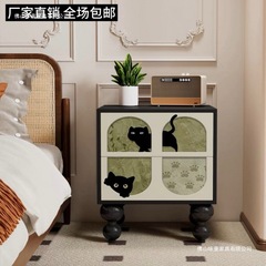 法式复古奶油风床头柜卧室家用床边柜房间抽屉柜多功能斗柜储物柜