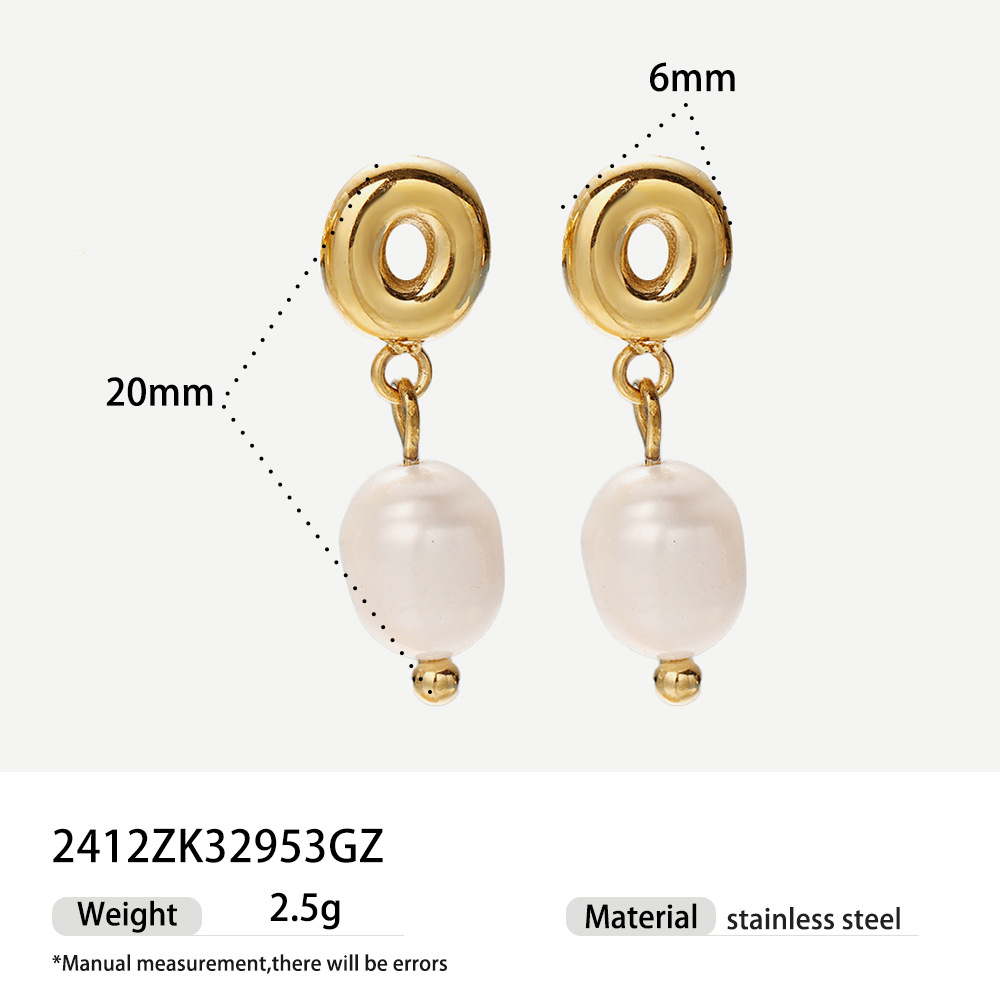 Alta europa y americana de acero inoxidable pendientes de perlas de alta calidad nicho simple joyería de acero de titanio letras pendientes de oro y plata mujeres