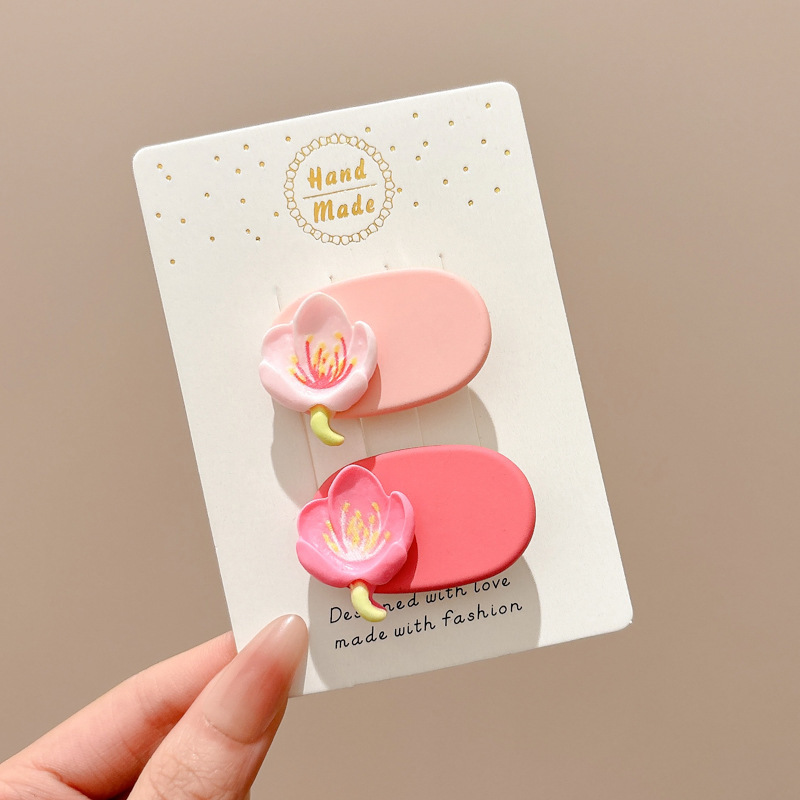 かわいいクリームドーパミンヘアピン高価値前髪クリップインスタイル学生前髪クリップ子供のヘアピンヘアアクセサリー|undefined