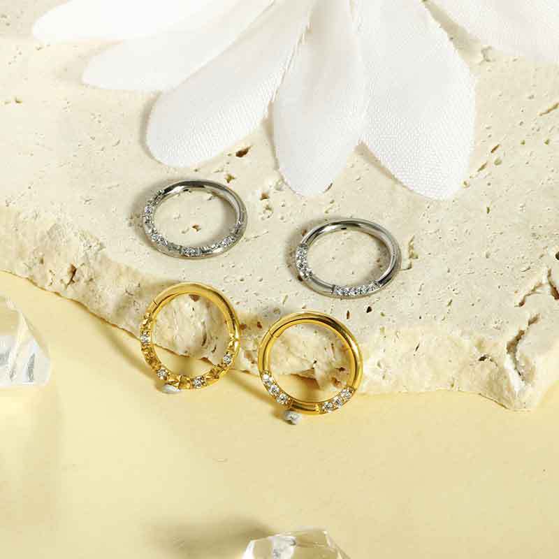 G23 Titanium Nose Ring with Zircon Closure Ring for Men Women Nose Piercing Jewelry detail image 7