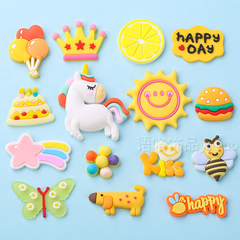 Pvc Unicorn Soft Rubber Accessories, Bee Letter DIY Hair Clips, Clothing, Hats, Clogs, Refrigerator Stickers Pvc Unicorn Soft Rubber Accessories, Bee Letter DIY Hair Clips, Clothing, Hats, Clogs, Refrigerator Stickers