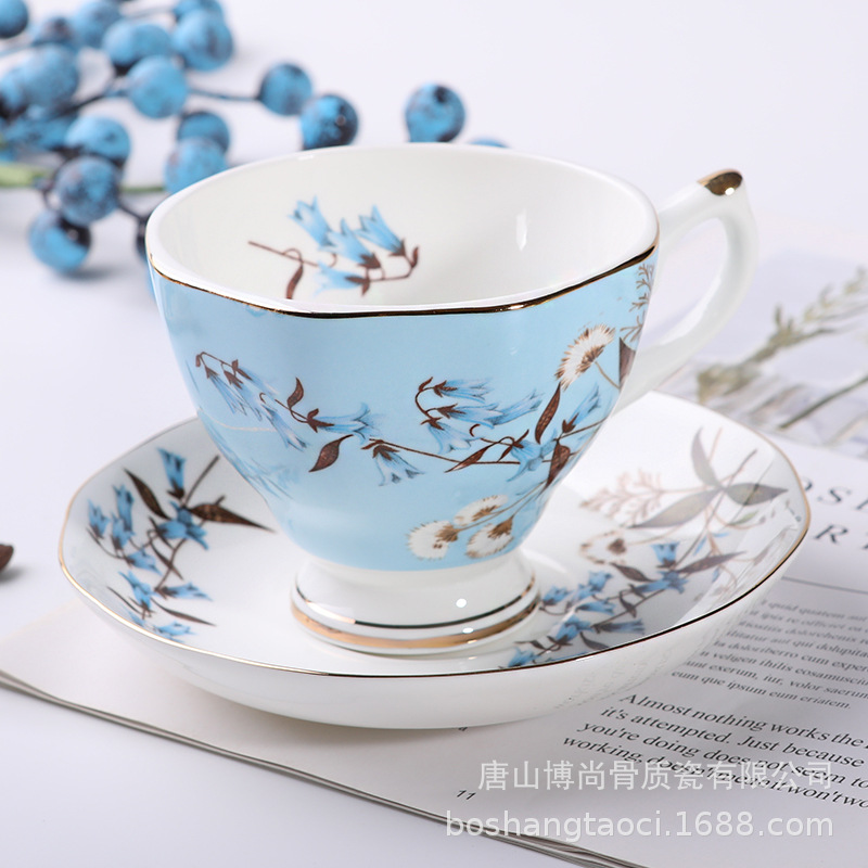 Tangshan hueso porcelana taza de café y plato puede ser impreso regalo recuerdo